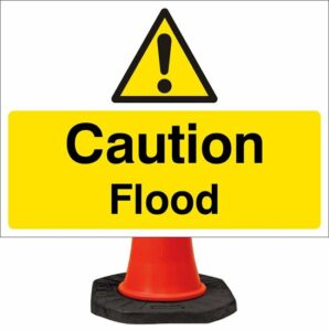 caution flood signage