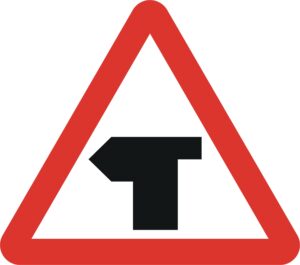 T junction road sign for sale