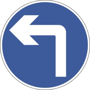 must turn left sign
