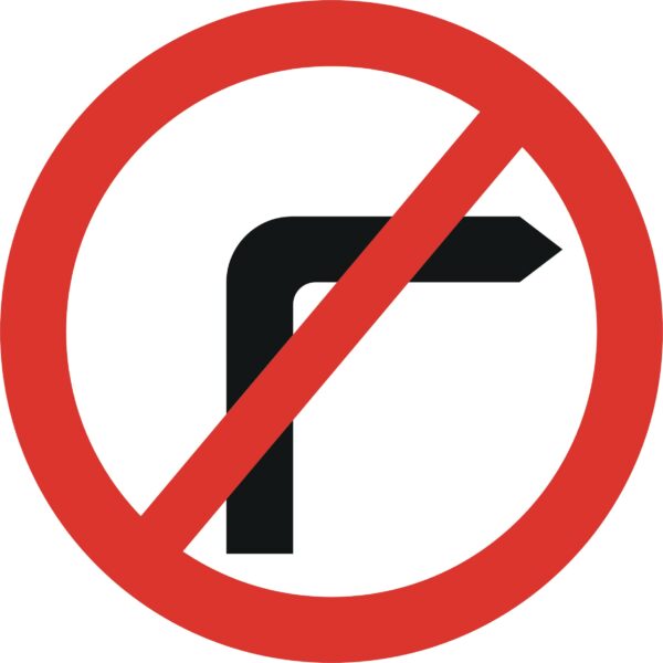 no right turn road sign for sale