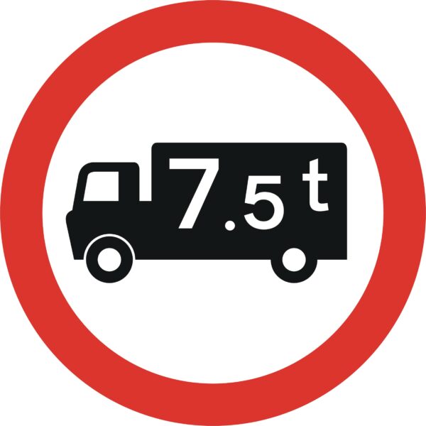 goods vehicle exceeding max weight limit road sign