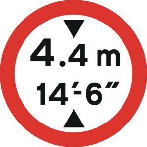 height restricted vehicles road sign for sale