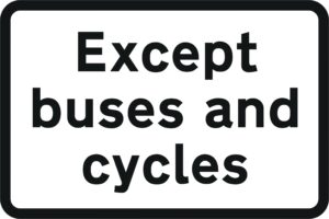 except buses and cycles road sign for sale 954 sign