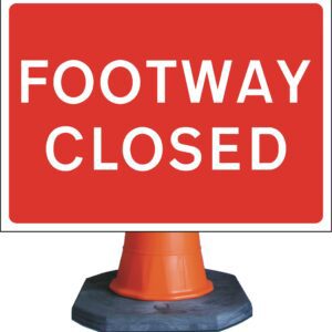 red footway closed road sign for sale