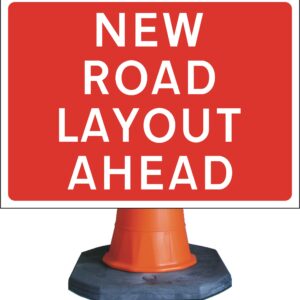 red new road layout ahead road sign for sale