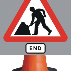 works end road sign for sale cone mounted